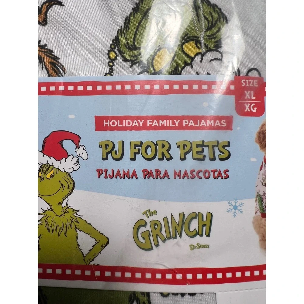 Dr. Seuss XL Pet Pajamas White The Grinch Holiday Christmas Dog PJ LZ451